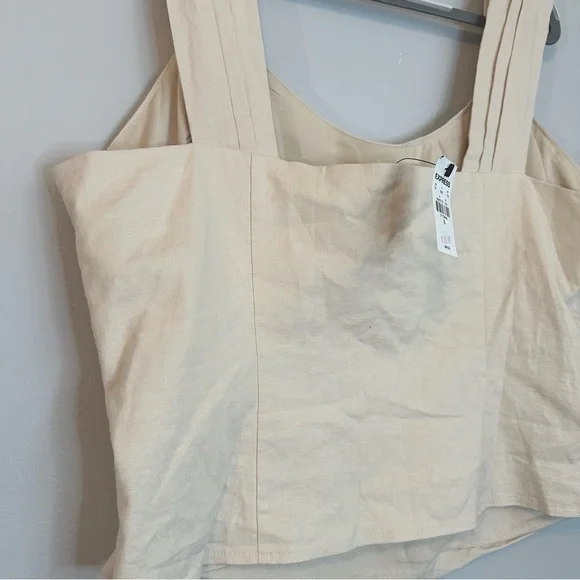Express linen crop top nwt size XL cream color - Picture 5 of 6